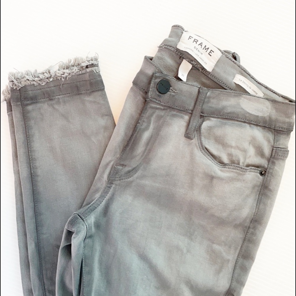 Frame Raw Hem Gray Skinny Jeans (27) - Picture 7 of 13